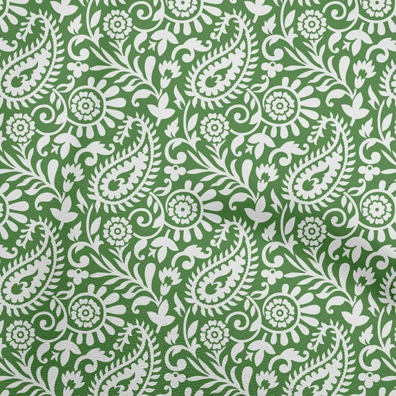 oneOone Cotton Silk Green Fabric Block Craft Projects Decor Fabric Printed By The Yard 42 Inch Wide
