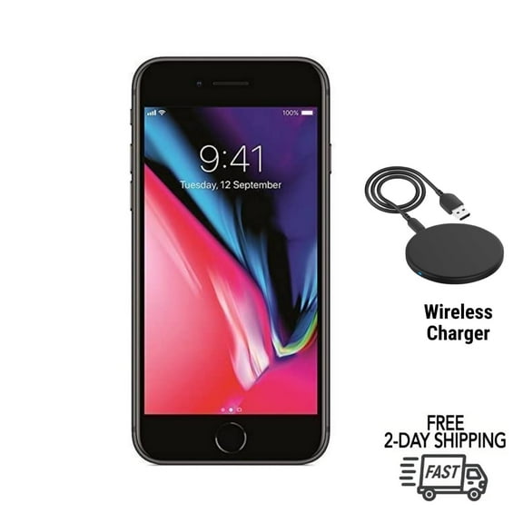 Restored Apple iPhone 8 Plus (Unlocked) 64GB Space Gray (A1864) Bundle with Wireless Charger (Refurbished)