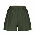thumbnail image 6 of Htigea Cotton Linen Drawstring Shorts for Women Solid Color Elastic Waist Shorts Summer Womens Casual Loose Gym Shorts with Pockets Army Green,M, 6 of 7