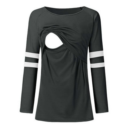 

Maternity Clothes For Women Clearance Pregnant Women Clothes Long Sleeve Crewneck Stitching Breastfeeding Top