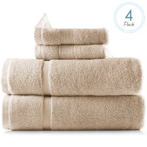 Clara Clark Bath Towels Set, 100% Cotton Luxury Softness 4 Pc Set, Cream