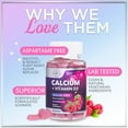 thumbnail image 6 of Calcium Gummies with Vitamin D3 10 mcg per Serving - Sugar Free Calcium Supplements for Bone Strength, Teeth & Immune Health Support - Natural Chews, Berry Flavored & High Absorption - 60 Gummies, 6 of 9