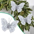 thumbnail image 3 of 15-Pack Light Gray Butterfly Christmas Ornaments, Glitter PVC Hanging Decor with Rhinestones for Tree Wreath and Holiday Craft, 15PCS (Light Gray), 3 of 5