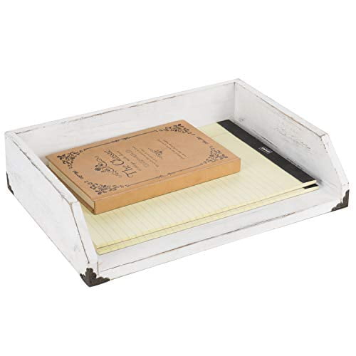 MyGift 3 Tier Rustic Brown Wood and Black Metal Office Document File Folder Tray 