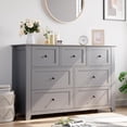 thumbnail image 1 of Commode en Bois Gris à 7 Tiroirs – Coffre de Rangement Simplement Moderne – Commode Double avec Tiroirs Profonds – Chambre, Salon, Couloir et Entrée, 1 of 7