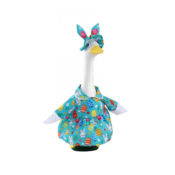 XIBUFE 2026 New Porch Goose Outfits Easter Porch Goose Costume Eggs Printed Goose Clothes Fit 23" Goose Statues for Outdoor Garden Yard Decoration