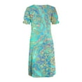 thumbnail image 5 of zanvin Robe Femme, Robe d'Été Imprimée Ourlet Irrégulier Col en V Manches Courtes Boutonnée, Bleu Clair, P, 5 of 5