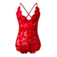 thumbnail image 2 of Sngxgn Women Deep V-neck Backless Halter Underwear Jumpsuit Lace Gauze Lingerie(Red,XXXL), 2 of 5