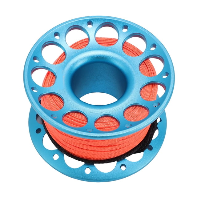 30m Aluminum Diving Spool, Multi Purpose Finger Spool Reel, Dive Reel with Double Ended Hooks for Outdoor Diving Maritime Operations