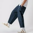 thumbnail image 2 of PEASKJP Men's Athletic Fit Pants Elastic Waist Drawstring Street Hip Hop Trousers with Pockets, Navy M, 2 of 4