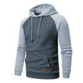 thumbnail image 6 of Tyhengta Men's Hoodies Pullover Plaid Jacquard Hoodie Long Sleeve Casual Drawstring Sweatshirts with Pocket Grey/Lightgrey S, 6 of 9