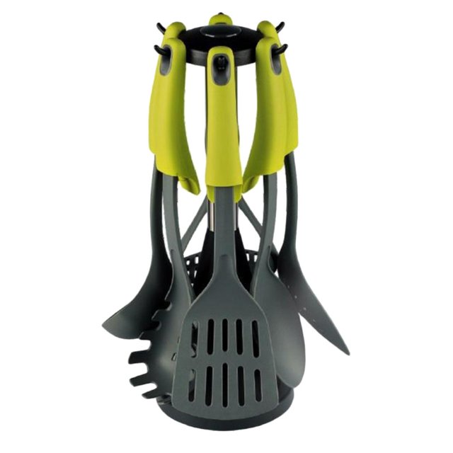 Utensilios de cocina de silicona duraderos antiadherentes de 7 piezas para una colección conveniente Verde perfecl Utensilios de cocina de silicona