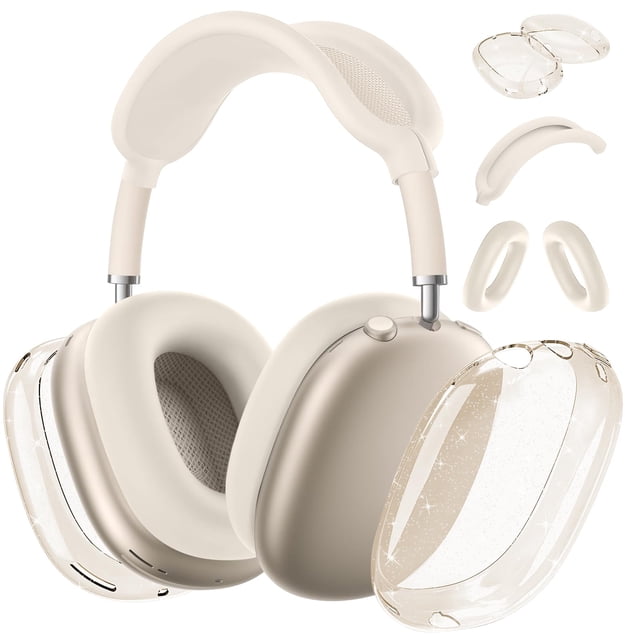 Aiaabq Funda Para Airpods Max Funda Antirrayas Para Almohadillas Para Los Oídos/Cubierta Para Las Orejeras/Cubierta Para La Diadema Para Airpods Max. Tpu Suave Transparente Y Piel De Silicona A Prueba