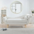 thumbnail image 2 of Triple Tree Upholstered Fabric Chaise Lounge Modern Arms Wave Back Solid Wood Legs Pillow, White, 2 of 7