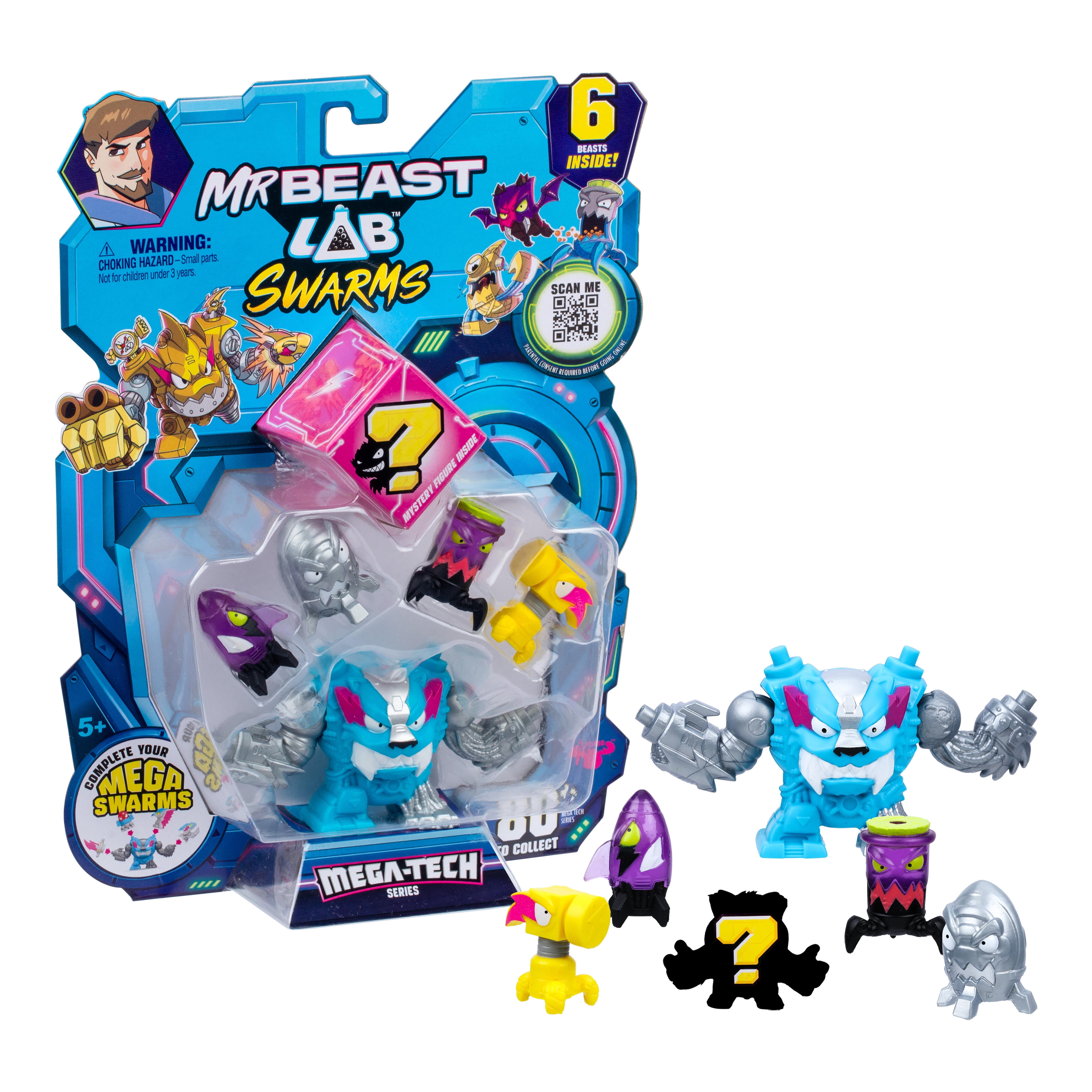 MrBeast Lab Swarms MEGA‑TECH Series: Six pack Includes 5 Micro Beasts, 1 MEGA Swarm, Ages 5+