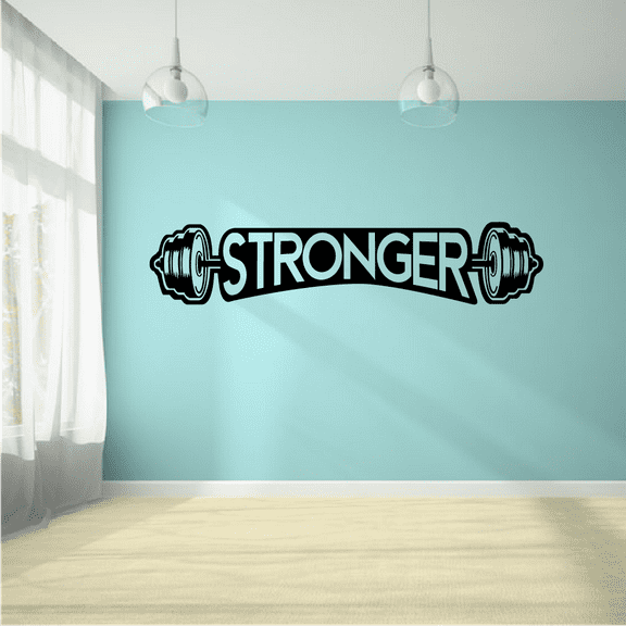 Stronger - Life Motication Quote Work Out Motivation Weight Lifting Equipmente Vinyl Wall Art Sticker Wall Decal Home Gym Wourkout Area Wall Décoration Design Wall Décor Decal Size (4x10 inch)