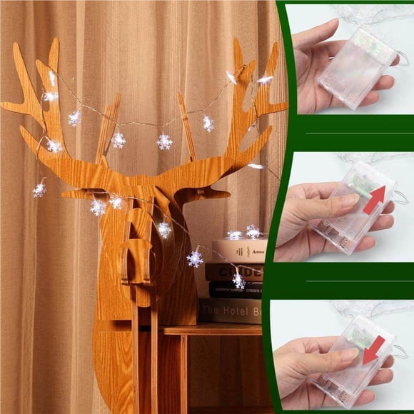 Maoww Lumière de Flocon de Neige de Noël 10 Pieds 20 Flocons de Neige Alimentés par Batterie Guirlande de Lumières d'Hiver Guirlandes Joyeuses Décoration de Noël Blanc