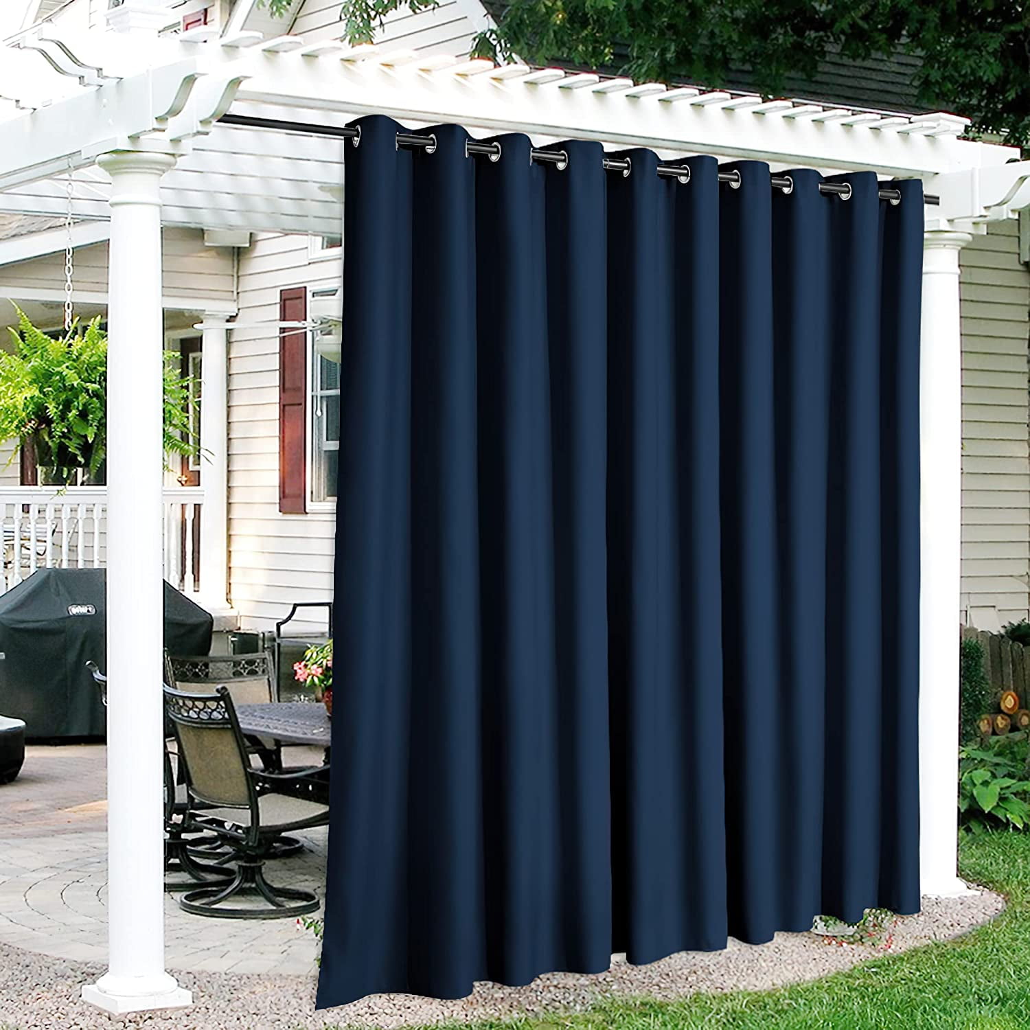 Pair of Outdoor Curtains Stainless Steel Eyelets Knitted Privacy Shade Balcony 