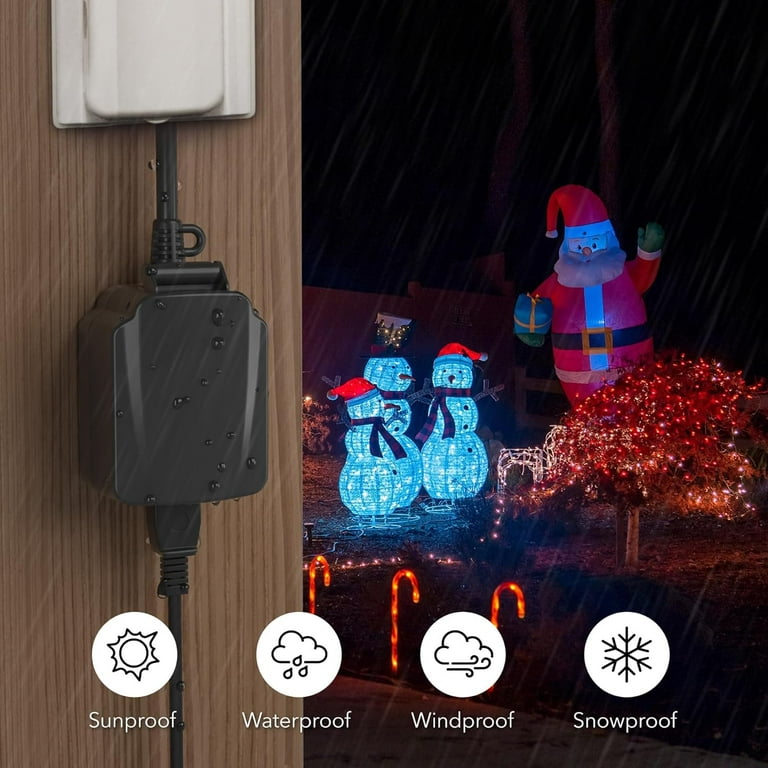 BN-LINK 24 Hour Mechanical Outdoor Timer Outlet, 6 Outlet Power
