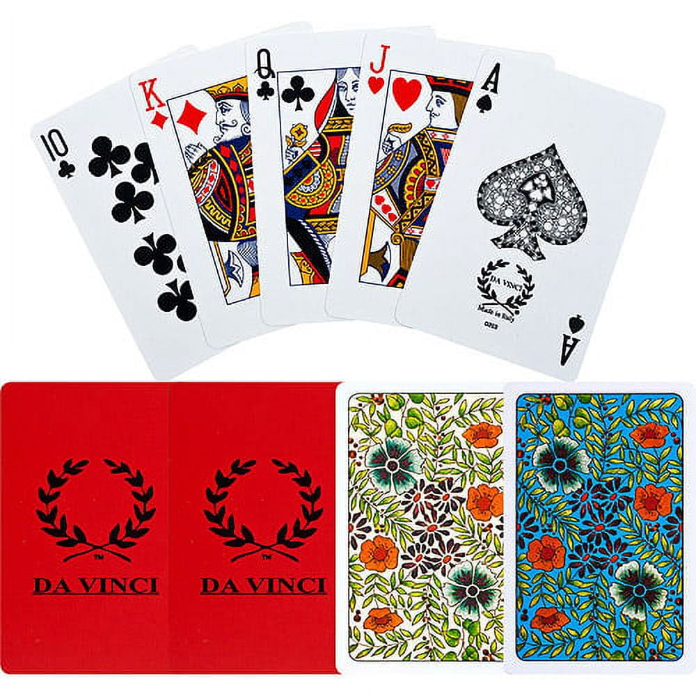DA VINCI Fiori, Italian 100% Plastic Playing Cards 2 Deck Set, Poker Size  Large Print Jumbo Index