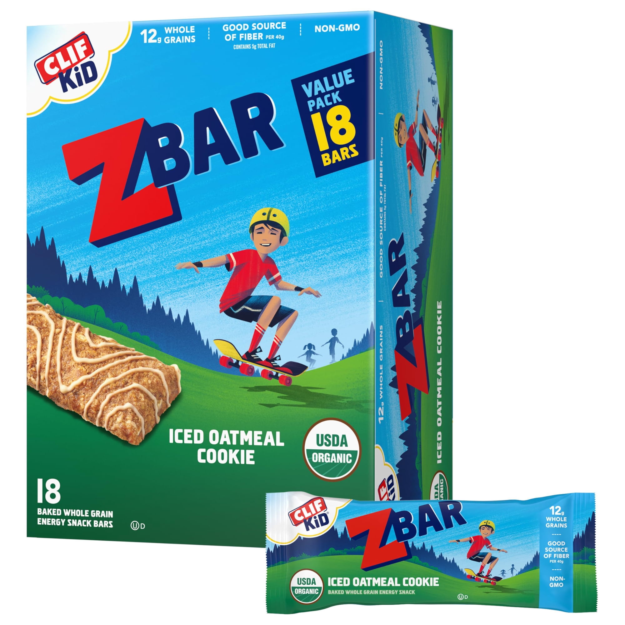 Clif Kid Zbar - Iced Oatmeal Cookie - Soft Baked Whole Grain Snack Bars - Usda Organic - Non-Gmo - Plant-Based - 1.27 Oz. (18 Pack)