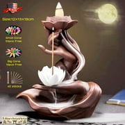 Ceramic Backflow Incense Cone Burner Home Decor Buddha Hand Waterfall 009 & 60pcs Cones & 40Sticks Free Gift Home Decor