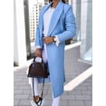 thumbnail image 6 of Women Long Wool Coats for Fall Winter Trench Coat Peacoat Double Breasted Blazer Jackets Overcoat Light Blue L, 6 of 8