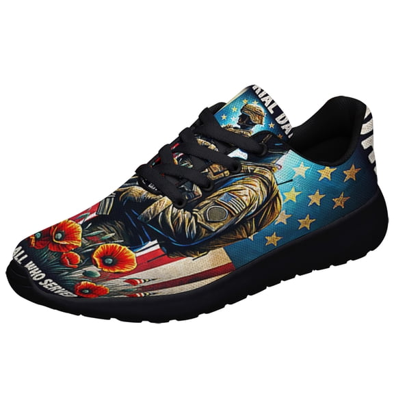 Memorial Day Honoring All Who Served Veteran Shoes Sneakers Black Size 3.5