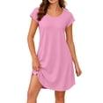 thumbnail image 3 of Frostluinai Women's Nightgown Short Sleeve Nightshirt Crewneck Sleep Shirt Comfortable Mini Pajama Dress Solid Casual Home Sleep Dress S-XXL, 3 of 10