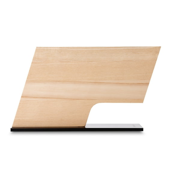 Linoroso American Ash Wood Magnetic Knife Block, Black Oxide Stainless Steel Base, Super Strong Magnet Double Sided Kitchen Knives Storage Fitted