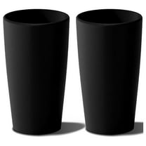 Set of 2 Round Tall Planters 22 Inch, Large Planter for Indoor Outdoor Plants, Modern Flower Pot Containers Large Decorative Tree Planter, Black 22 inch -2 Pack