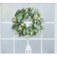 thumbnail image 6 of Janrevotw Artificial Green Eucalyptus Wreath, Green Wreath With Clusters Of White Flowers Mini Spring And Summer Wreath For Front Door Wall Window Decoration, 6 of 7