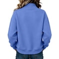 thumbnail image 5 of Stralyhd Sweatshirt for Women Casual Oversized Sweaters Long Sleeve Zipper Pullover Tops Soft Mock Neck Sweaters Loose Cozy Warm Outfits Blue M, 5 of 5