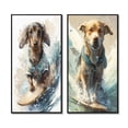 thumbnail image 2 of Designart "Dog Riding the Waves Like a Pro I" Dog Framed Wall Art Set Of 2 - Brown Animals Frame Gallery Set For Office Decor, 2 of 7