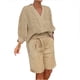 thumbnail image 1 of ICHUANYI Clearance Women's Summer Suit Fashion Solid Color Long Sleeve Trousers Casual Two-Piece Suit(Khaki, XXL) ICHUANYI WER2023081007824, 1 of 2