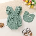 thumbnail image 2 of Happy Town Baby Girl Summer Clothes Infant Sleeveless Cotton Romper with Soft Bib Toddler Ruffled Jumpsuit Bodysuit, 2 of 9