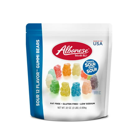 Albanese Fat-Free Gluten-Free Sour Assorted Flavors Gummi Bears, 32 (Best Sour Beers 2019)