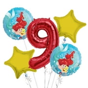 Ariel Balloon Bouquet 9th Birthday 5 pcs - Party Supplies