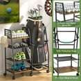 thumbnail image 3 of Golf Bag Garage Storage Rack with Wheels, Organizer for Single Golf Bag and Equipment Accessories, Ideal for Home, Garage, Club, Shed, Basement - Sturdy Wood and Metal Construction, 3 of 6