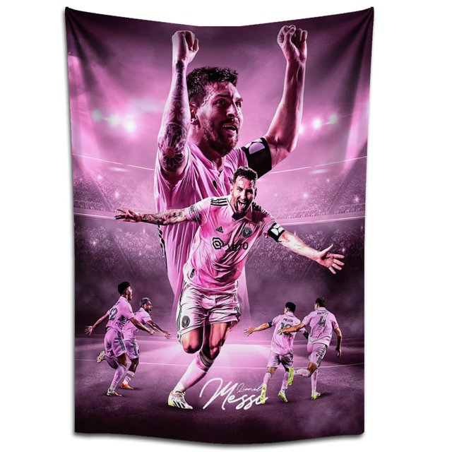 Tapiz de pared IDOLUSTER Lionel Messi firmado 70 x 100 cm