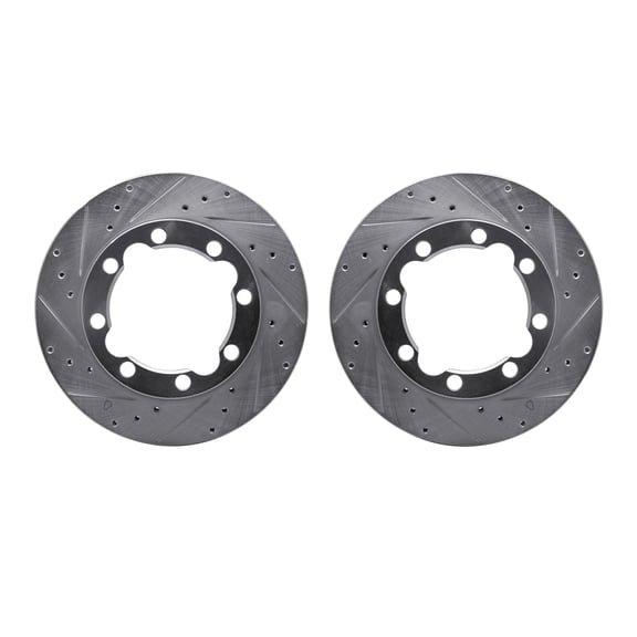 Dynamic Friction Company Front Brake Rotors-Drilled and Slotted-Silver 7002-40000