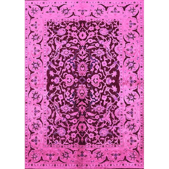 Ahgly Company Indoor Rectangle Oriental Pink Traditional Area Rugs, 5' x 8'