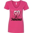 thumbnail image 3 of Inktastic 50 and Fabulous with Sparkles Women's V-Neck T-Shirt, 3 of 5