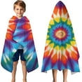 thumbnail image 3 of Colorful Rainbow Tie Dye Spiral Pattern Hooded Bath Towel，50"x30" for Ages 3 To 12 Kids, Quick Dry Lightweight Soft Microfiber Hood Beach Towel Cover Up for Kids, 3 of 7