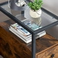 thumbnail image 6 of VECELO Nightstand with 2-Drawer, Tempered Glass Tabletop End Table Storage Shelf, Brown, 6 of 7