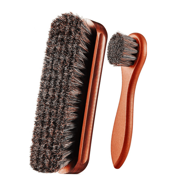 1Pair Deluxe Leather Brush Kit with Wooden Handles Cleaning Polishing for All Leather Items