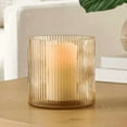 thumbnail image 5 of ZYLER- New Ribbed Glass Hurricane Candle Holder 3In Pillar Candles Indoor Outdoor, 5 of 6