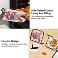 thumbnail image 4 of 5 Pcs Kitchen Set Heat Resistant Oven Mitts and Non-Slip Pot Holders with Adjustable Cooking Apron Cartoon Pig with Usa Flag, 4 of 6