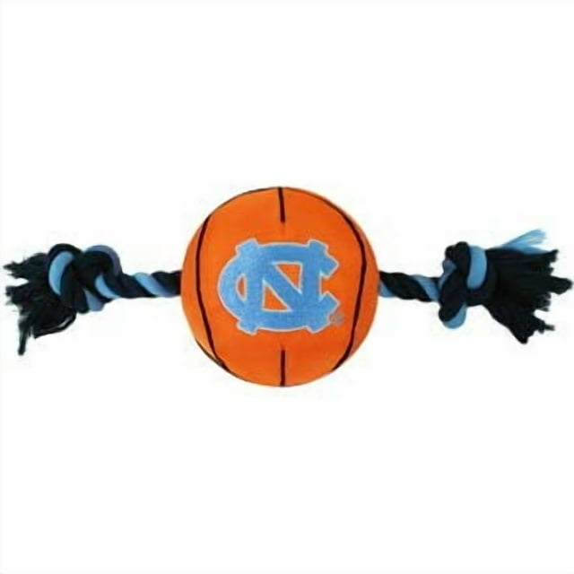 Pets First NCAA North Carolina Tar Heels Basketball Rope Toy for Dogs & Cats. Tough Nylon, Sporty Basketball Design, Heavy-Duty Ropes with Inner Squeaker