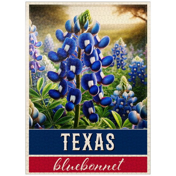 MyPuzzle - State Flowers Series: Texas, Bluebonnet - Premium 1000 Piece Jigsaw Puzzle for Adults